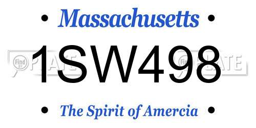 1SW498 Massachusetts License Plate