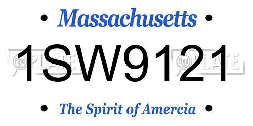1SW9121 Massachusetts License Plate