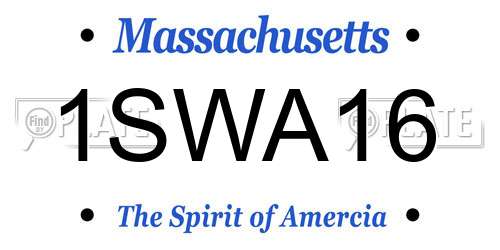 1SWA16 Massachusetts License Plate