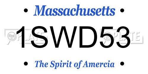 1SWD53 Massachusetts License Plate