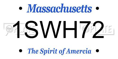 1SWH72 Massachusetts License Plate