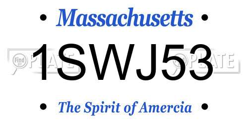 1SWJ53 Massachusetts License Plate