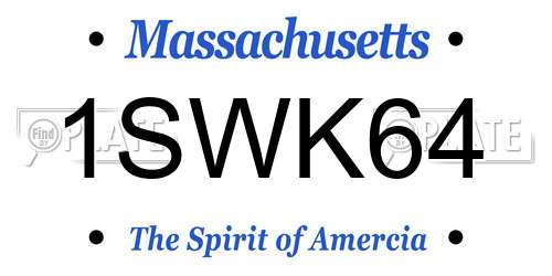 1SWK64 Massachusetts License Plate