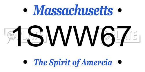 1SWW67 Massachusetts License Plate