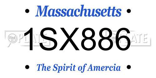1SX886 Massachusetts License Plate