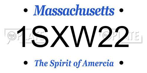 1SXW22 Massachusetts License Plate