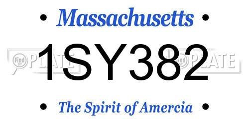 1SY382 Massachusetts License Plate
