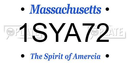 1SYA72 Massachusetts License Plate