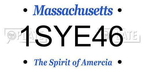1SYE46 Massachusetts License Plate