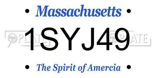1SYJ49 Massachusetts License Plate