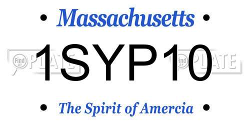 1SYP10 Massachusetts License Plate