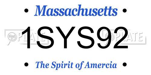 1SYS92 Massachusetts License Plate