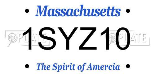 1SYZ10 Massachusetts License Plate