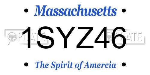 1SYZ46 Massachusetts License Plate