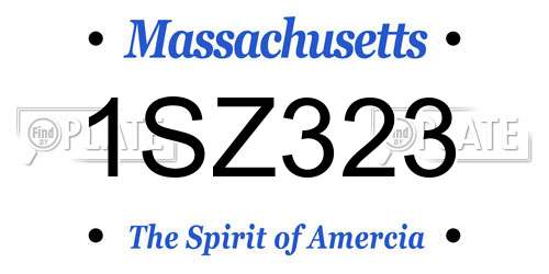 1SZ323 Massachusetts License Plate