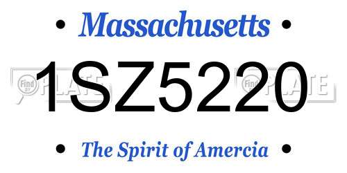 1SZ5220 Massachusetts License Plate