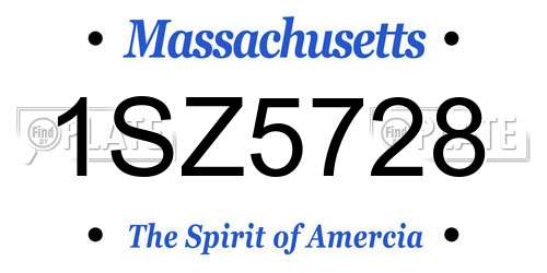 1SZ5728 Massachusetts License Plate