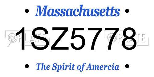 1SZ5778 Massachusetts License Plate