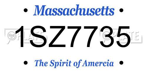 1SZ7735 Massachusetts License Plate