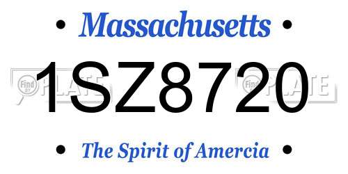 1SZ8720 Massachusetts License Plate