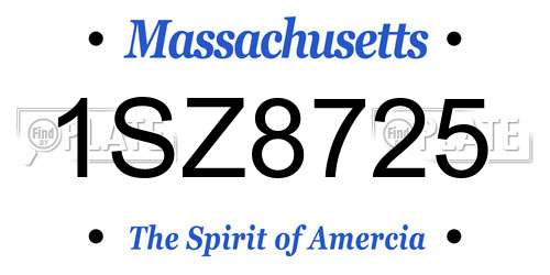 1SZ8725 Massachusetts License Plate