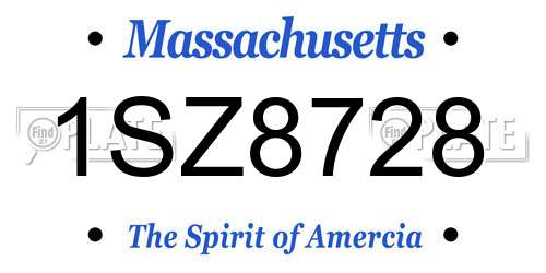 1SZ8728 Massachusetts License Plate