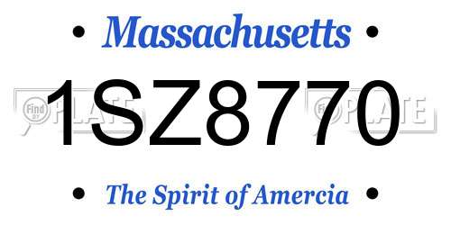 1SZ8770 Massachusetts License Plate