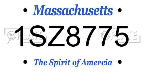 1SZ8775 Massachusetts License Plate