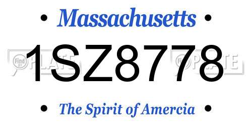 1SZ8778 Massachusetts License Plate