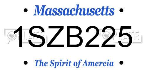 1SZB225 Massachusetts License Plate
