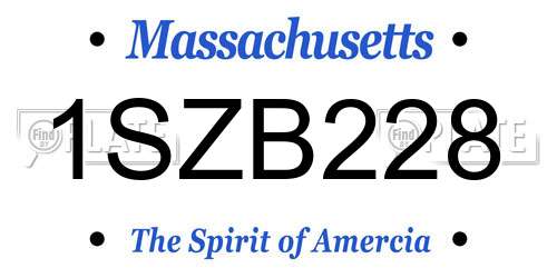 1SZB228 Massachusetts License Plate