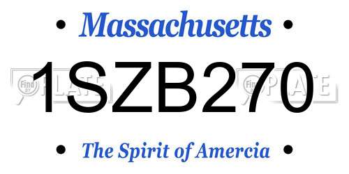 1SZB270 Massachusetts License Plate
