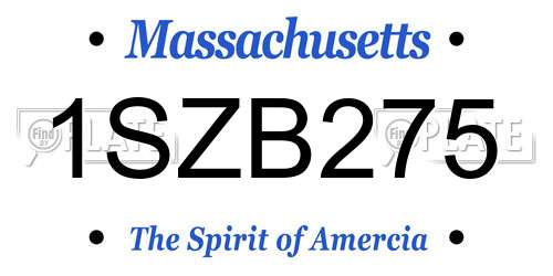1SZB275 Massachusetts License Plate