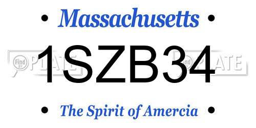 1SZB34 Massachusetts License Plate