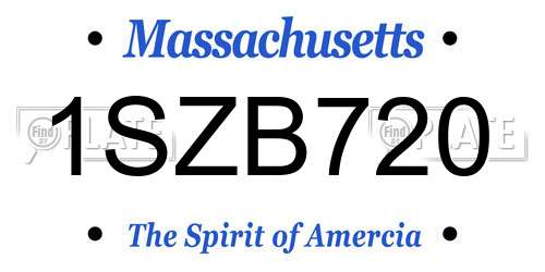 1SZB720 Massachusetts License Plate