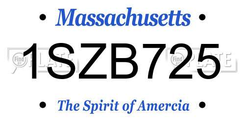 1SZB725 Massachusetts License Plate