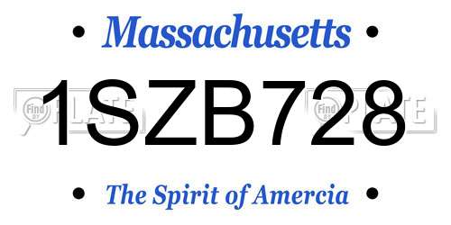 1SZB728 Massachusetts License Plate