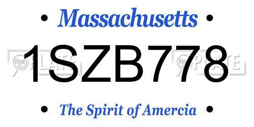 1SZB778 Massachusetts License Plate