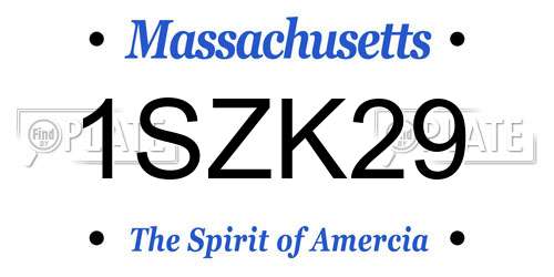 1SZK29 Massachusetts License Plate