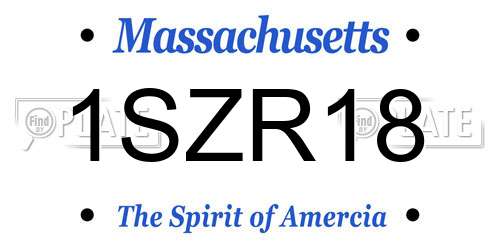 1SZR18 Massachusetts License Plate