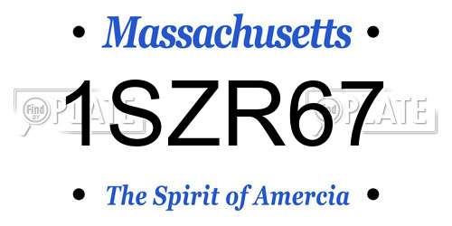 1SZR67 Massachusetts License Plate