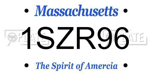1SZR96 Massachusetts License Plate