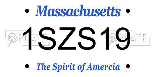 1SZS19 Massachusetts License Plate