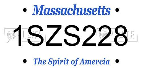 1SZS228 Massachusetts License Plate