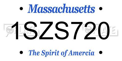 1SZS720 Massachusetts License Plate