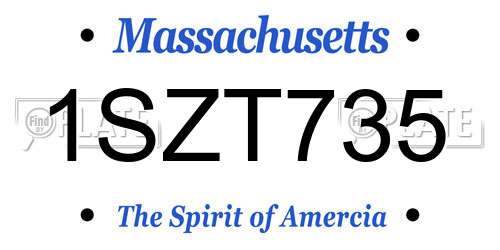 1SZT735 Massachusetts License Plate