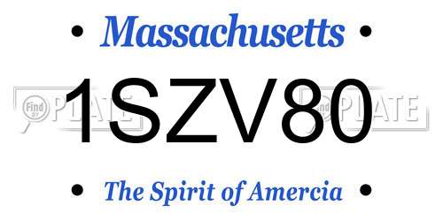 1SZV80 Massachusetts License Plate