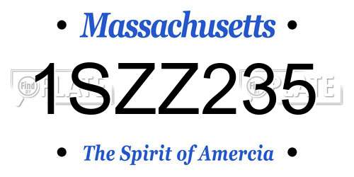 1SZZ235 Massachusetts License Plate