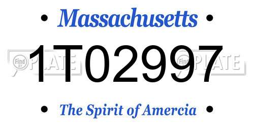 1T02997 Massachusetts License Plate