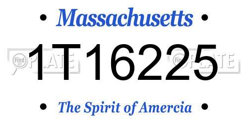 1T16225 Massachusetts License Plate